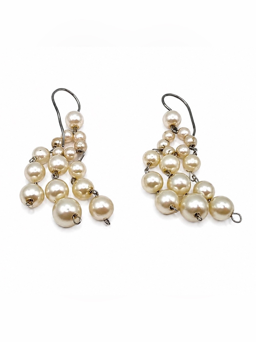 Ivory Pearl Cluster Dangle Earrings